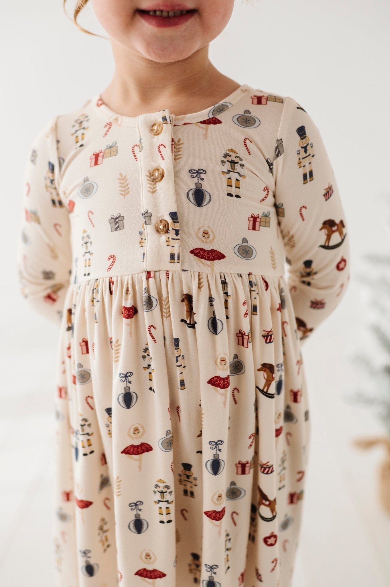 Girl's Long Sleeve Henley Dress