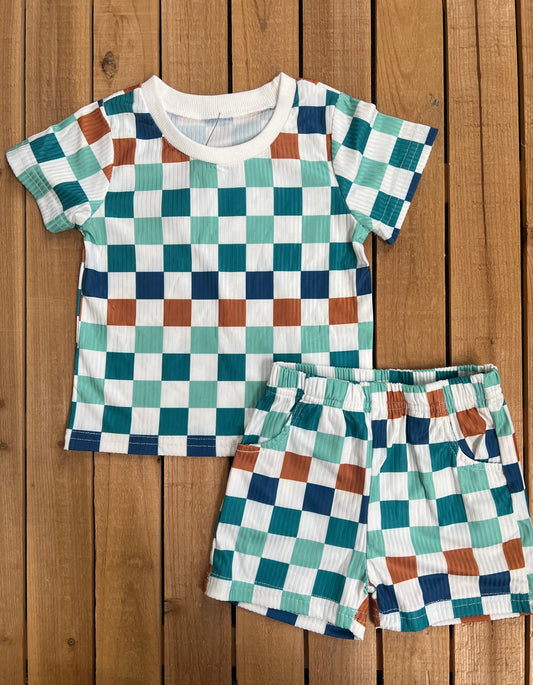 Checkered Ribbed Set