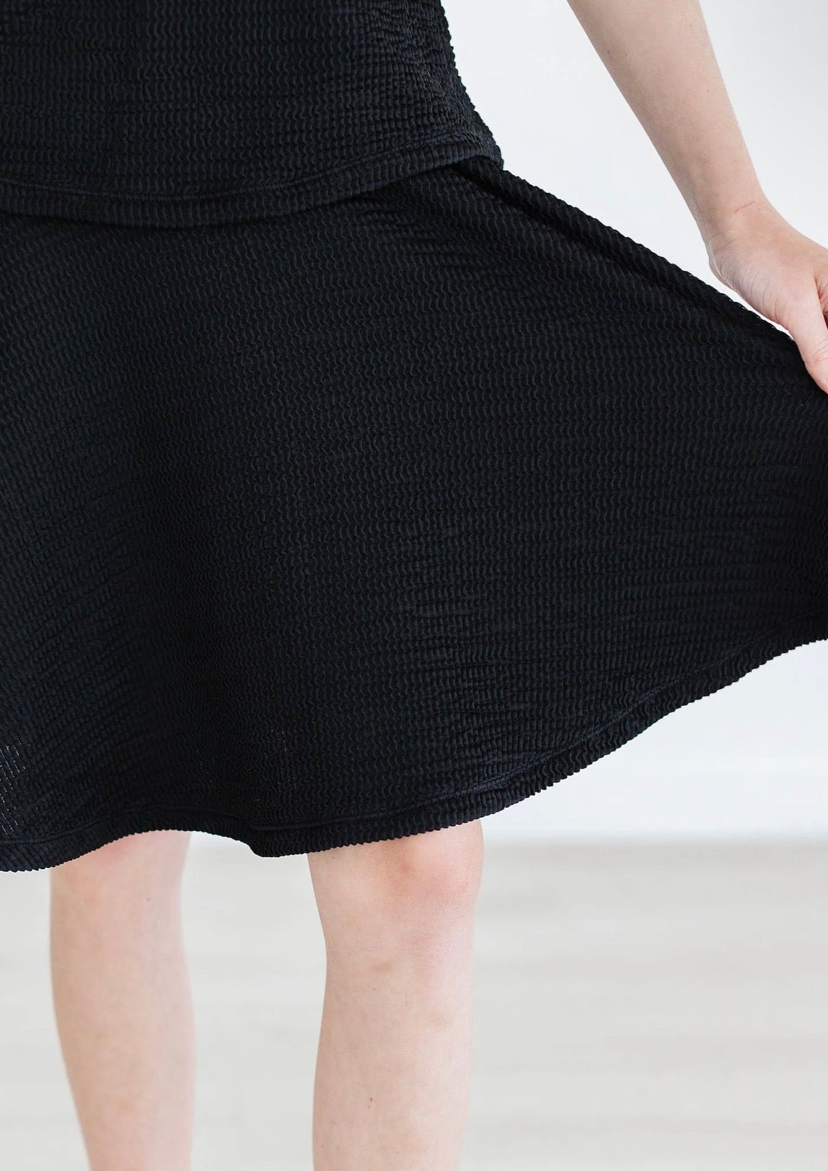 Black Textured Skort