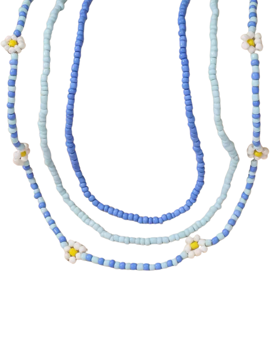 Blue Daisy Necklace Set