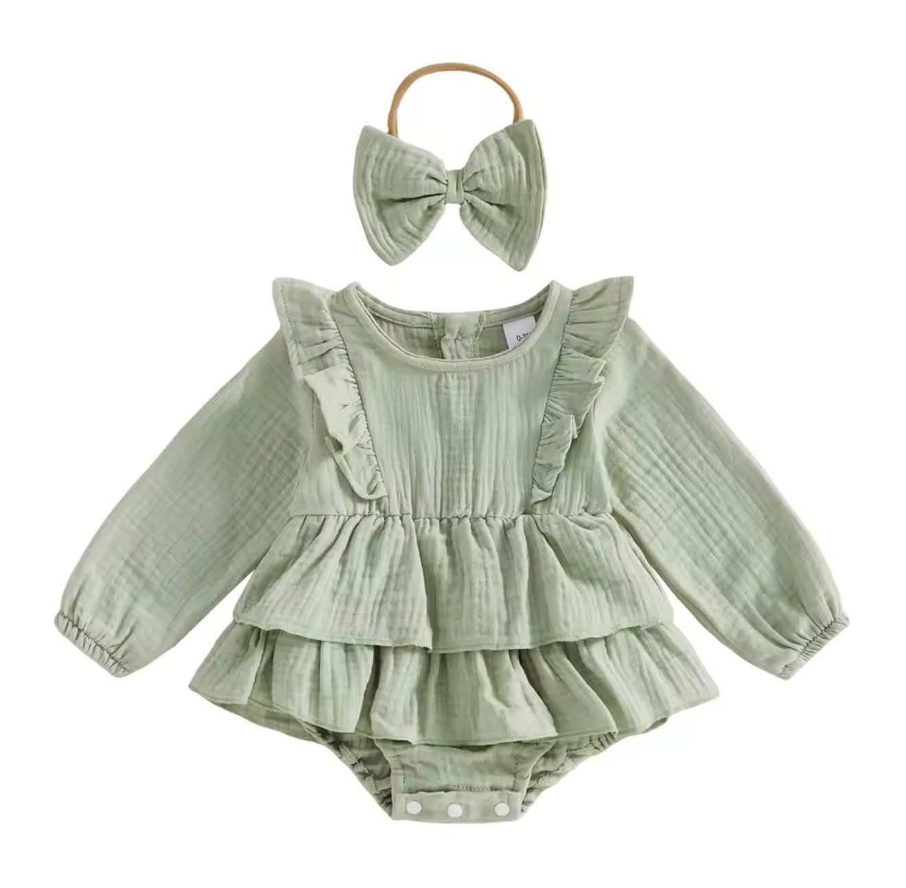 Sage Tiered Muslin Romper