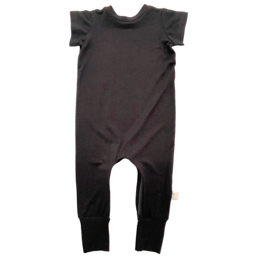 Zipease Black Bamboo Lyocell Zip Romper