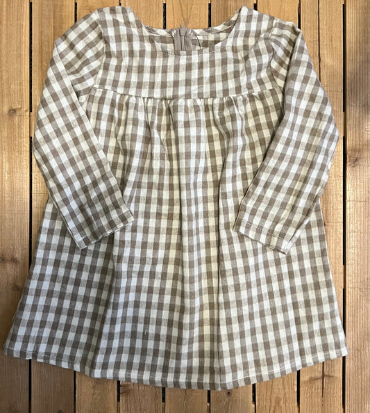 Neutral Gingham Dress