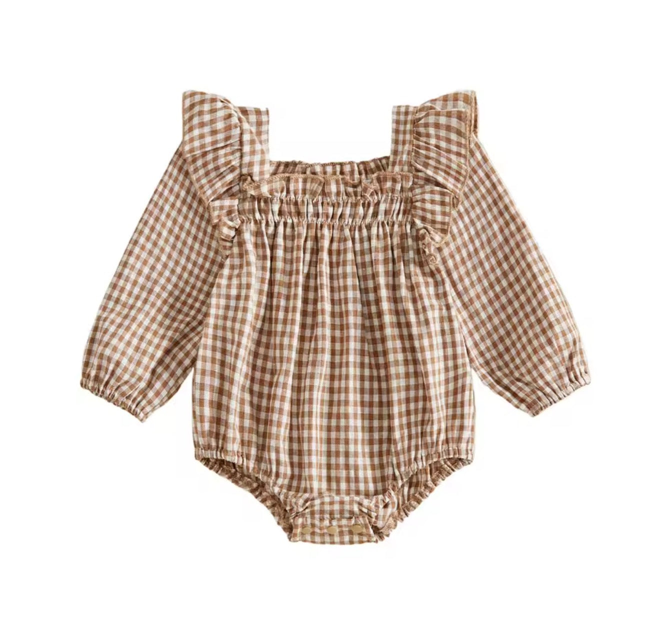 Gingham Flutter Sleeve Romper