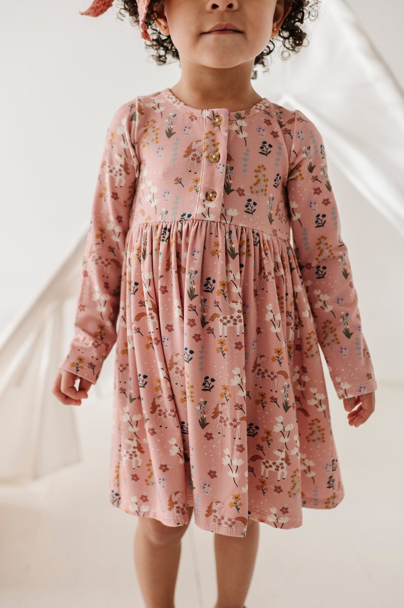 Girl's Long Sleeve Henley Dress