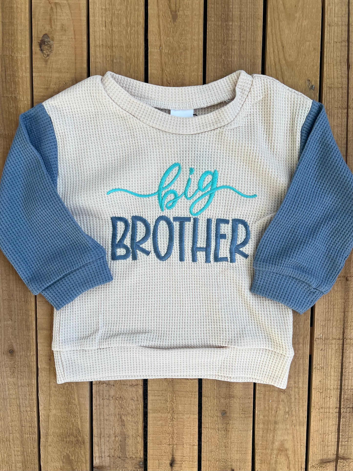 Embroidered Big Brother Color Block Pullover