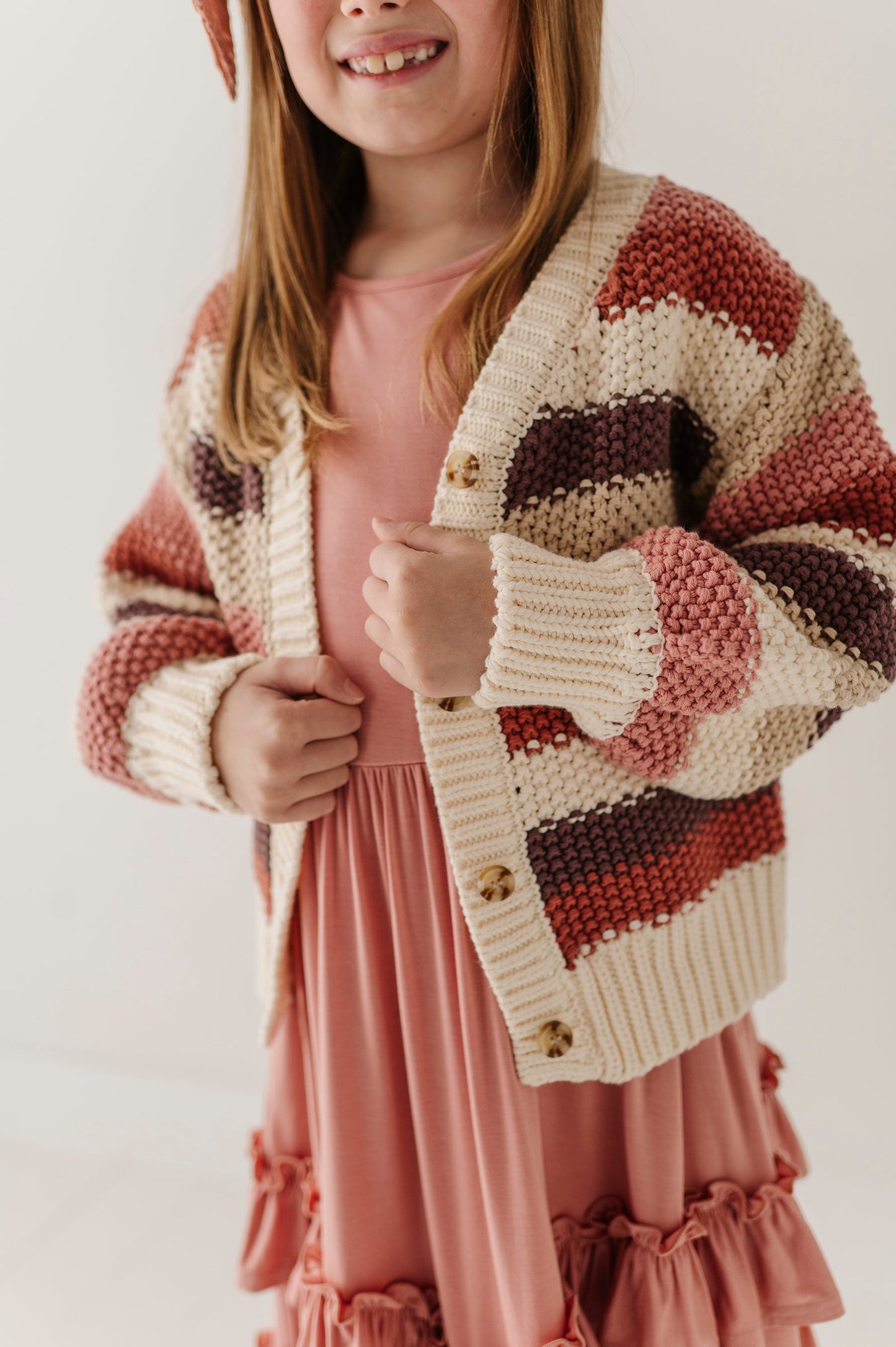 Girls Chunky Knit Cardigan in Multicolor