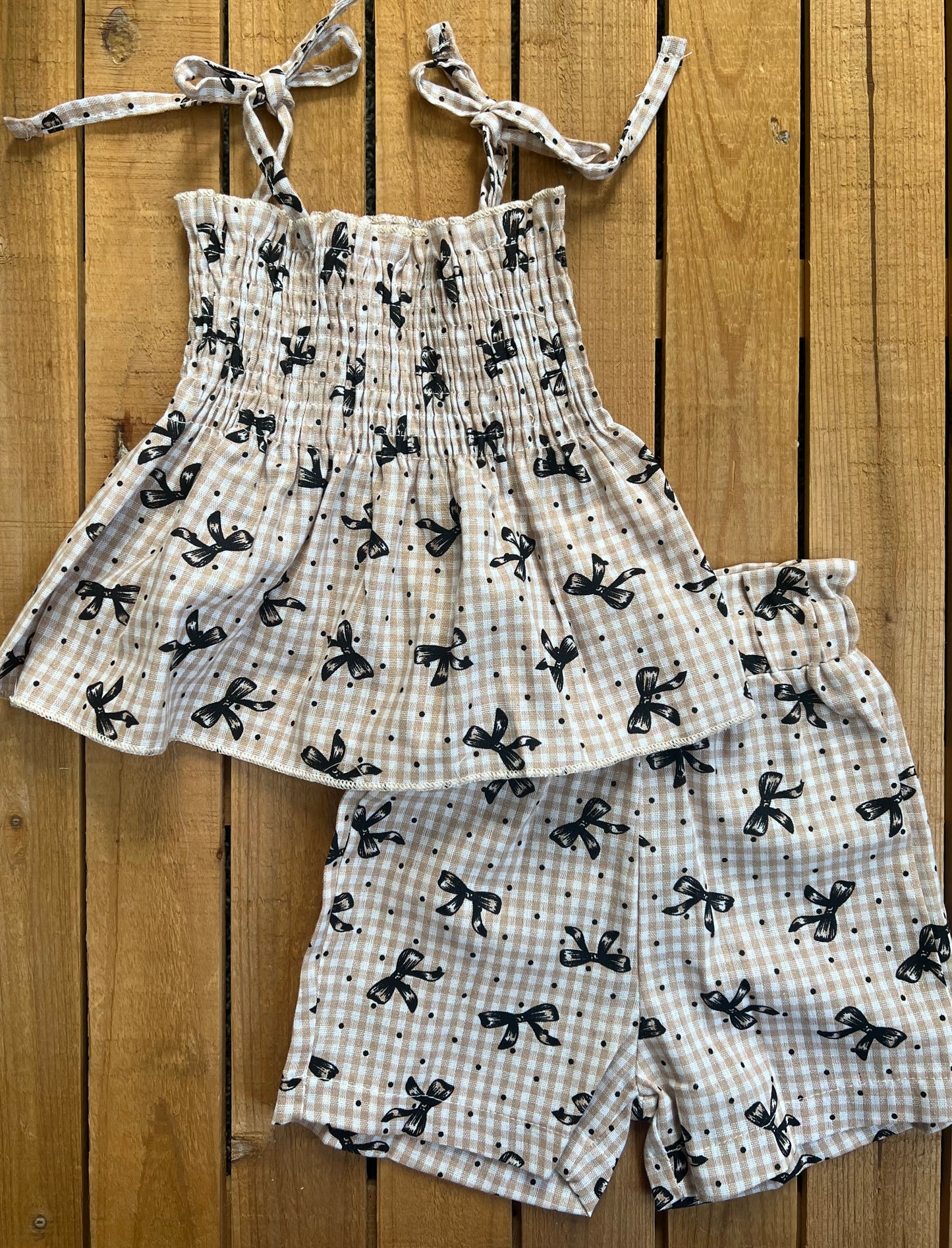 Gingham Polka Dot Bow Set