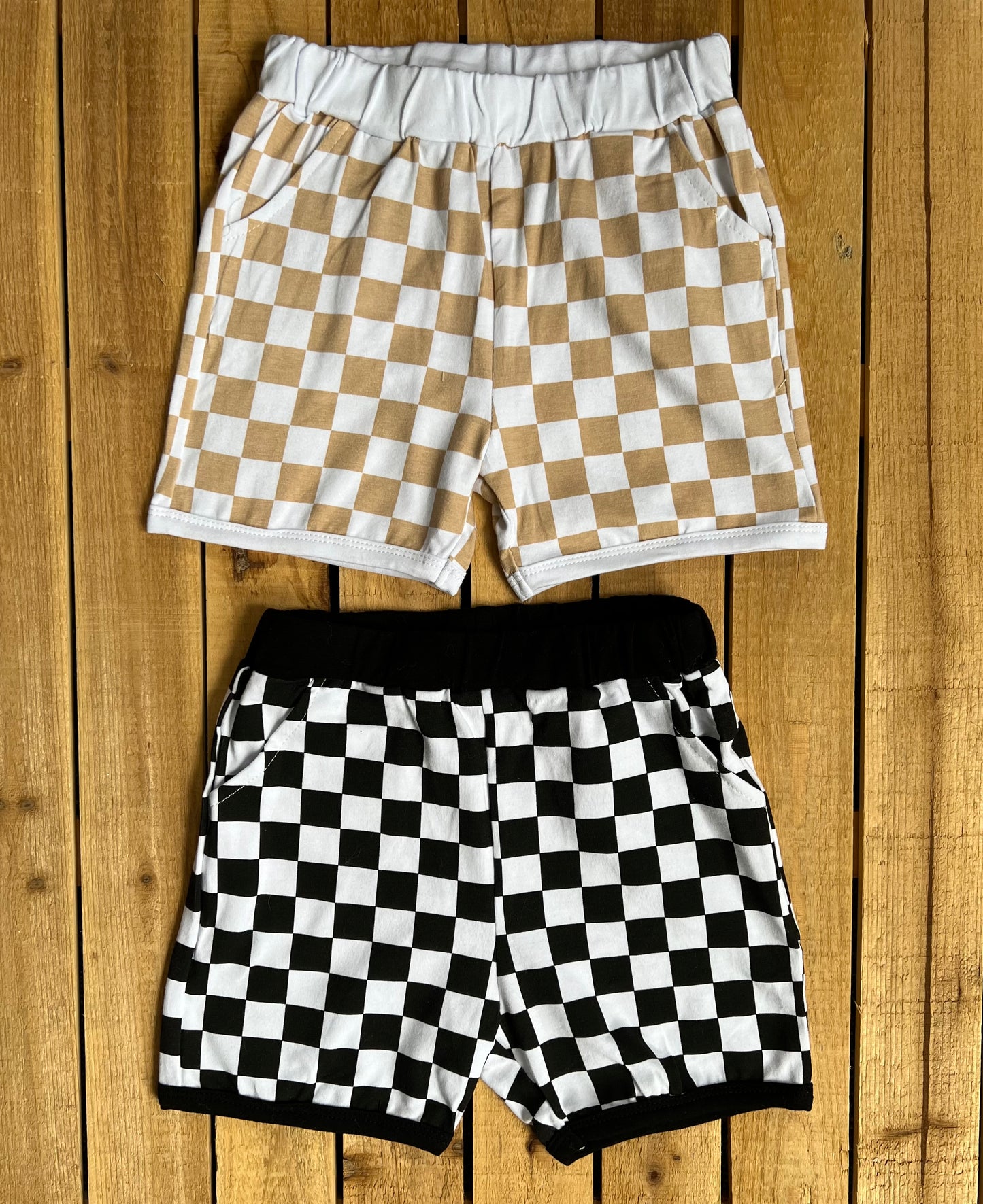 Neutral Checkered Shorts