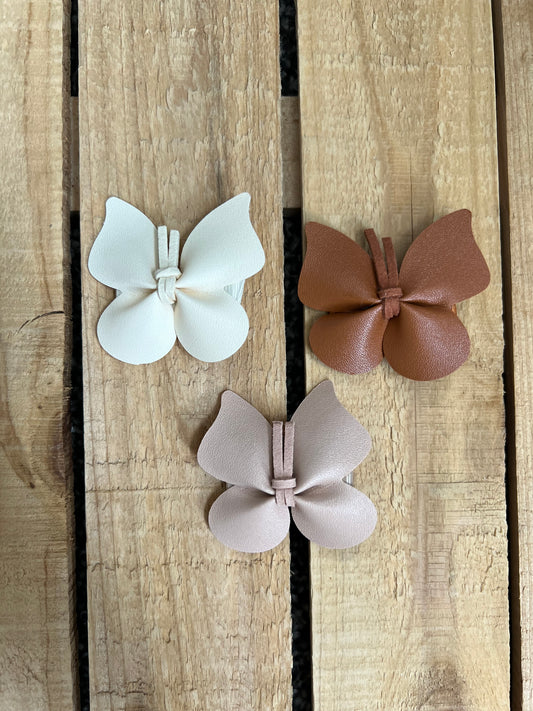 Pleather Neutral Butterfly Clip Set