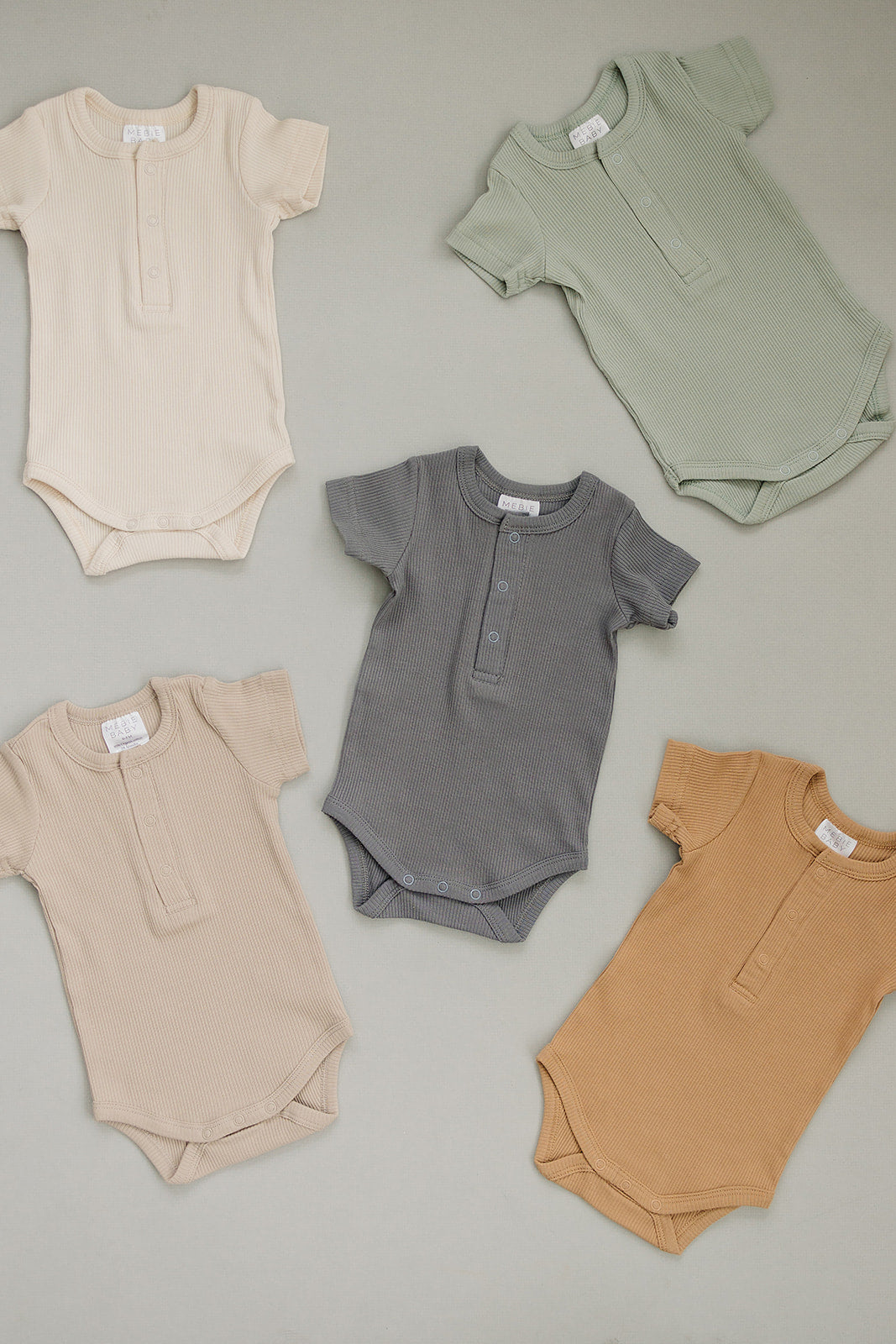 Mebie Baby Sage Organic Cotton Ribbed Snap Bodysuit