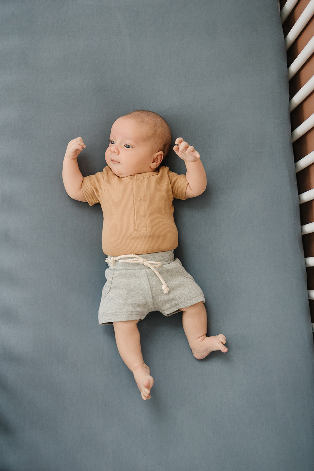 Mebie Baby Dusty Blue Bamboo Stretch Crib Sheet