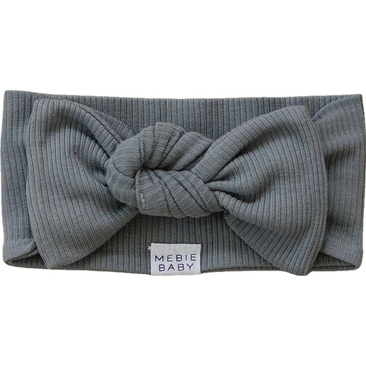 Mebie Baby Grey Organic Cotton Ribbed Head Wrap