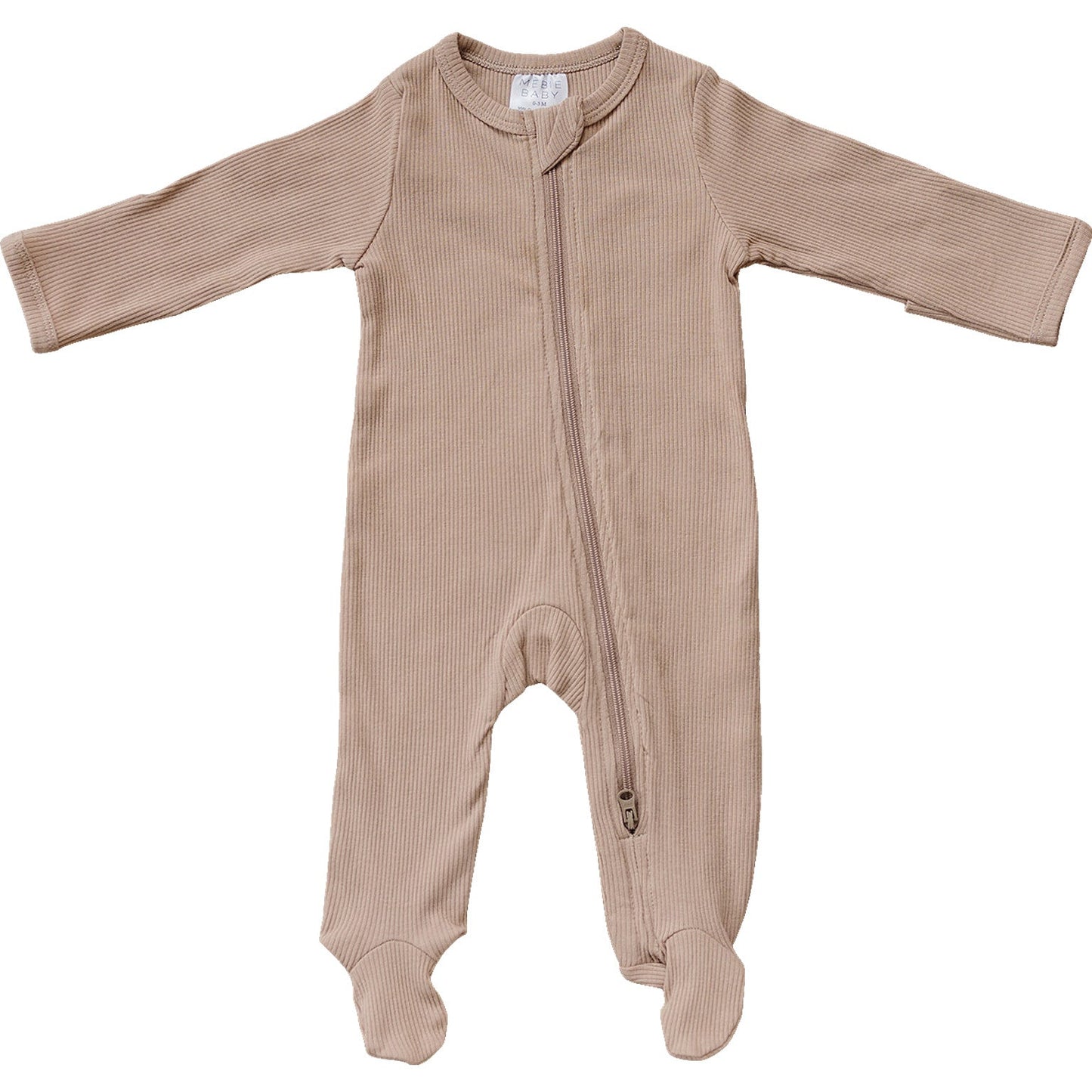 Mebie Baby Pale Pink Organic Cotton Ribbed Zipper