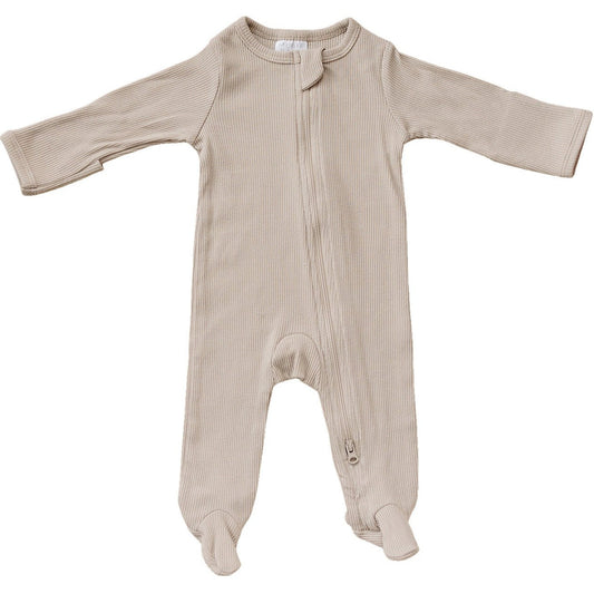 Mebie Baby Oatmeal Organic Cotton Ribbed Zipper