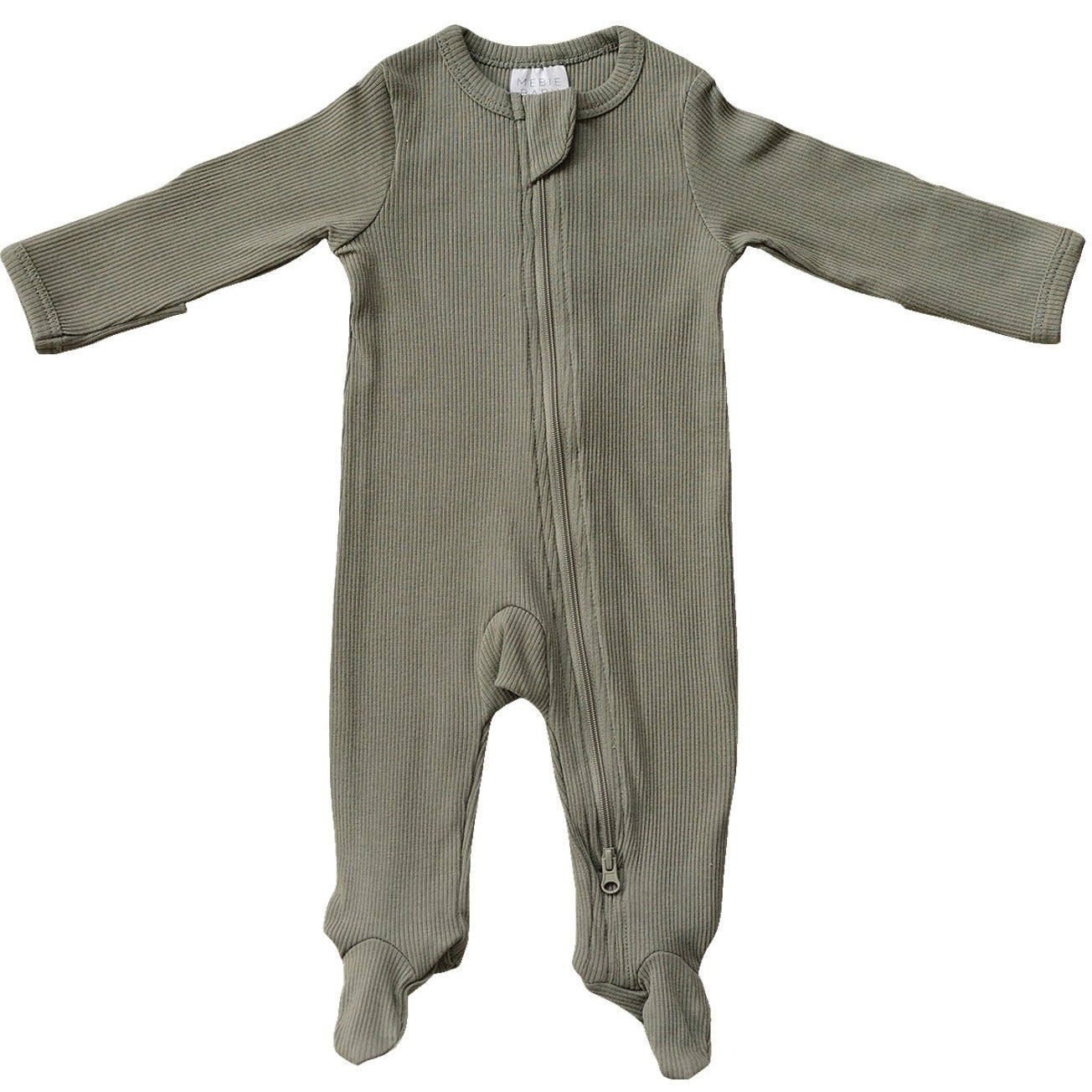 Mebie Baby Green Organic Cotton Ribbed Zipper