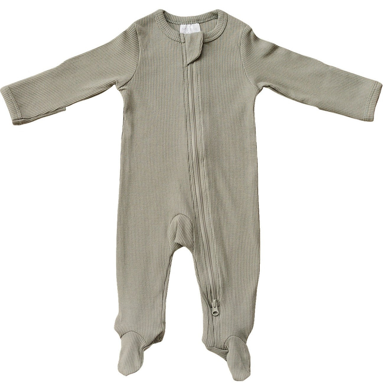 Mebie Baby Green Organic Cotton Ribbed Zipper