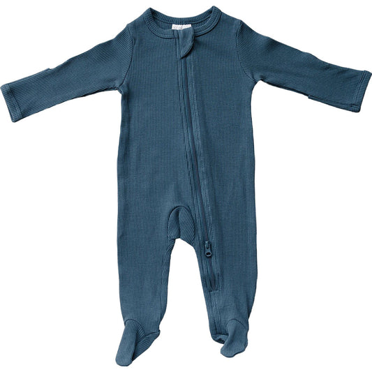 Mebie Baby Navy Organic Cotton Ribbed Zipper