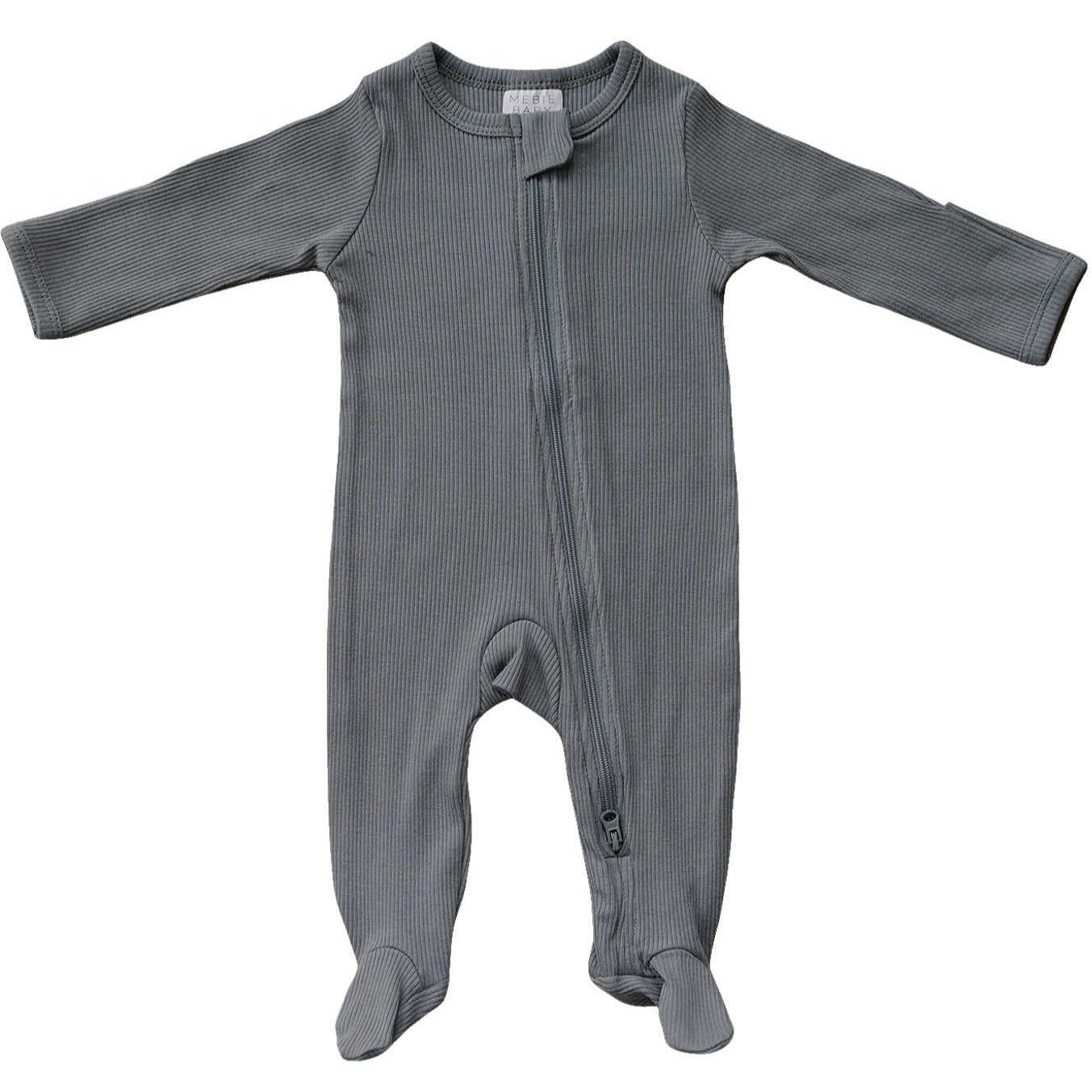 Mebie Baby Grey Organic Cotton Ribbed Zipper