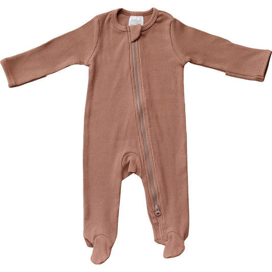 Mebie Baby Dusty Rose Organic Cotton Ribbed Zipper