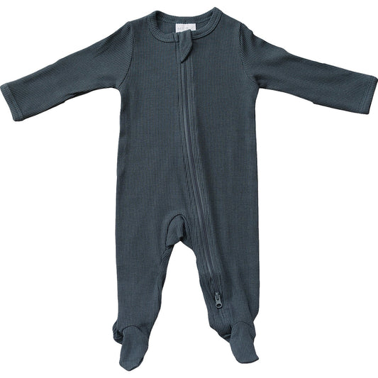 Mebie Baby Charcoal Organic Cotton Ribbed Zipper