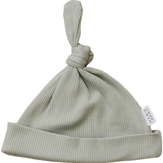 Mebie Baby Sage Organic Ribbed Newborn Knot Hat