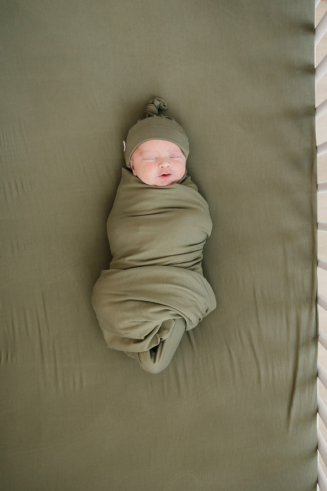 Mebie Baby Olive Bamboo Stretch Crib Sheet