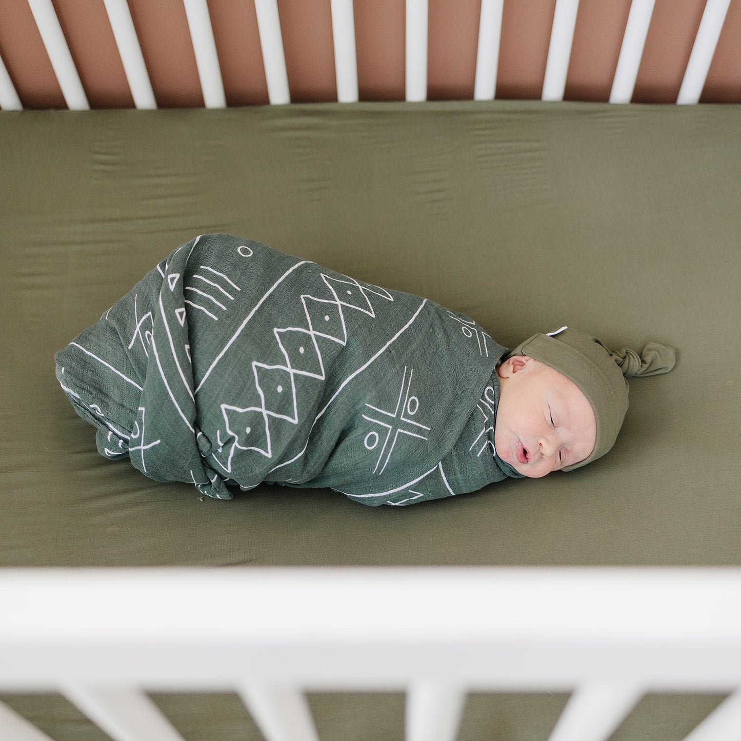 Mebie Baby Olive Bamboo Stretch Crib Sheet