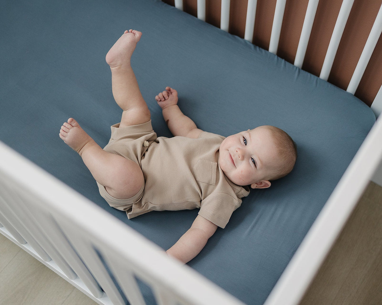 Mebie Baby Dusty Blue Bamboo Stretch Crib Sheet