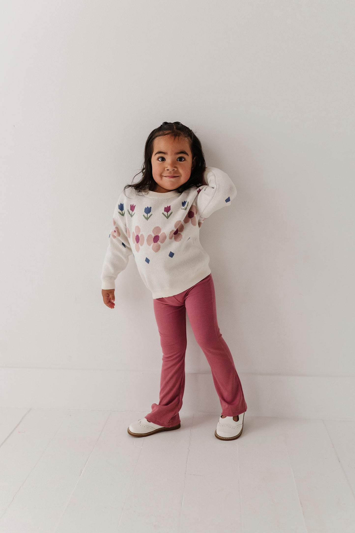 Girls Flare Pants in Mesa Rose