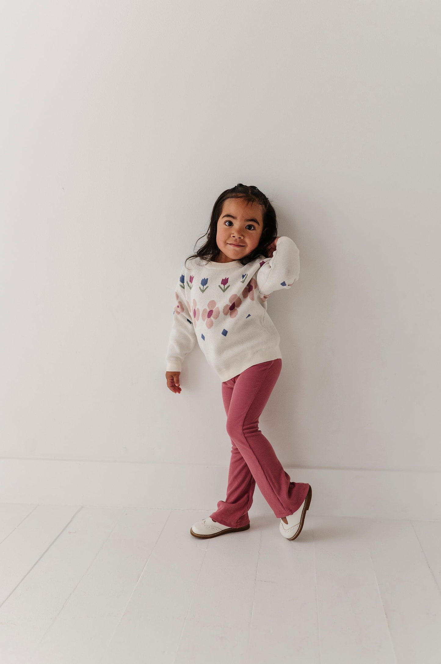 Girls Flare Pants in Mesa Rose
