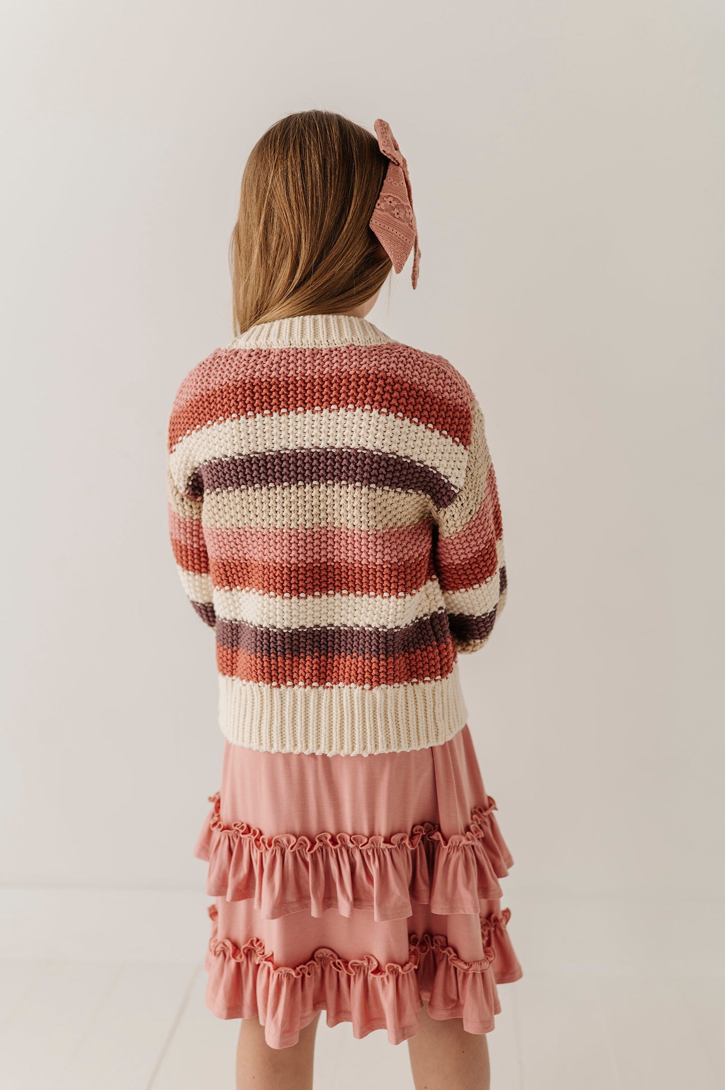 Girls Chunky Knit Cardigan in Off-White