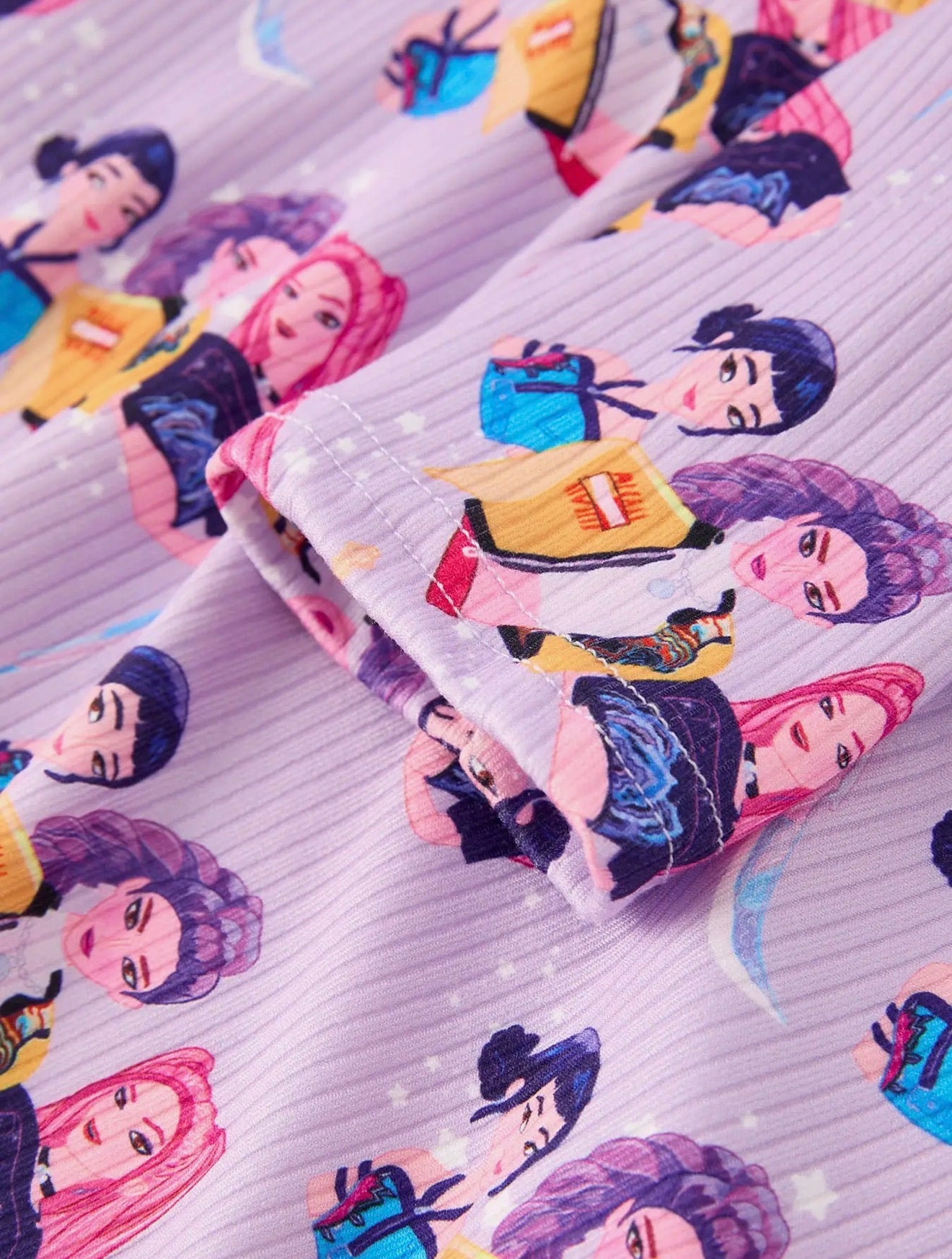 K-Pop Purple Long Sleeve Twirl Dress