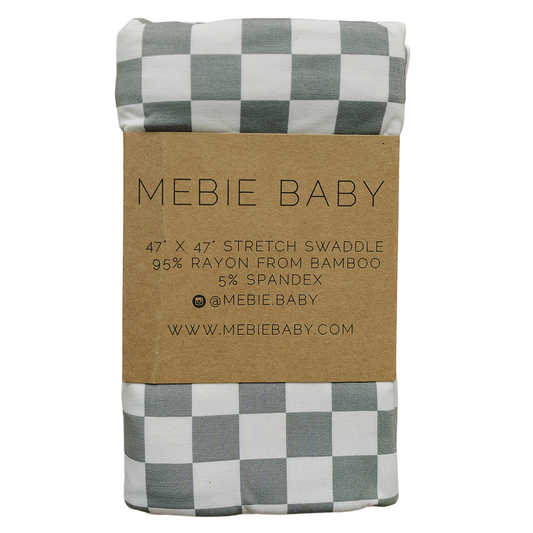 Mebie Baby Light Green Checkered Bamboo Stretch Swaddle