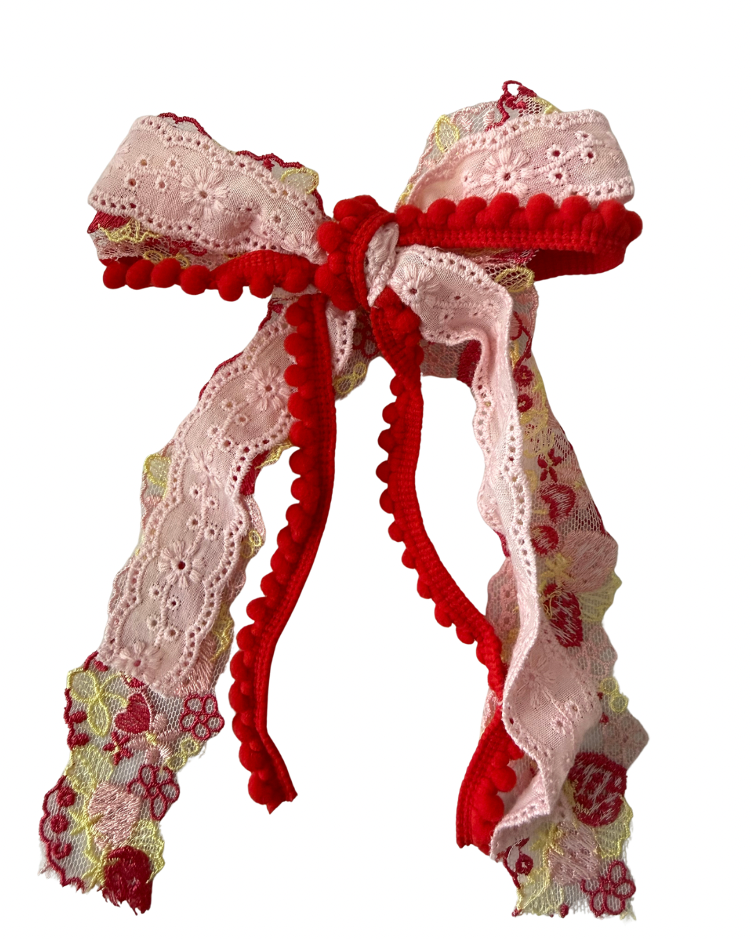 Strawberry Messy Trim Bow