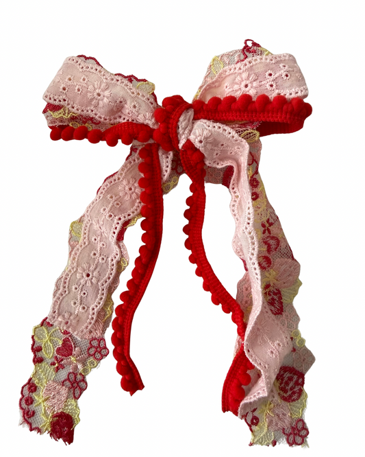 Strawberry Messy Trim Bow
