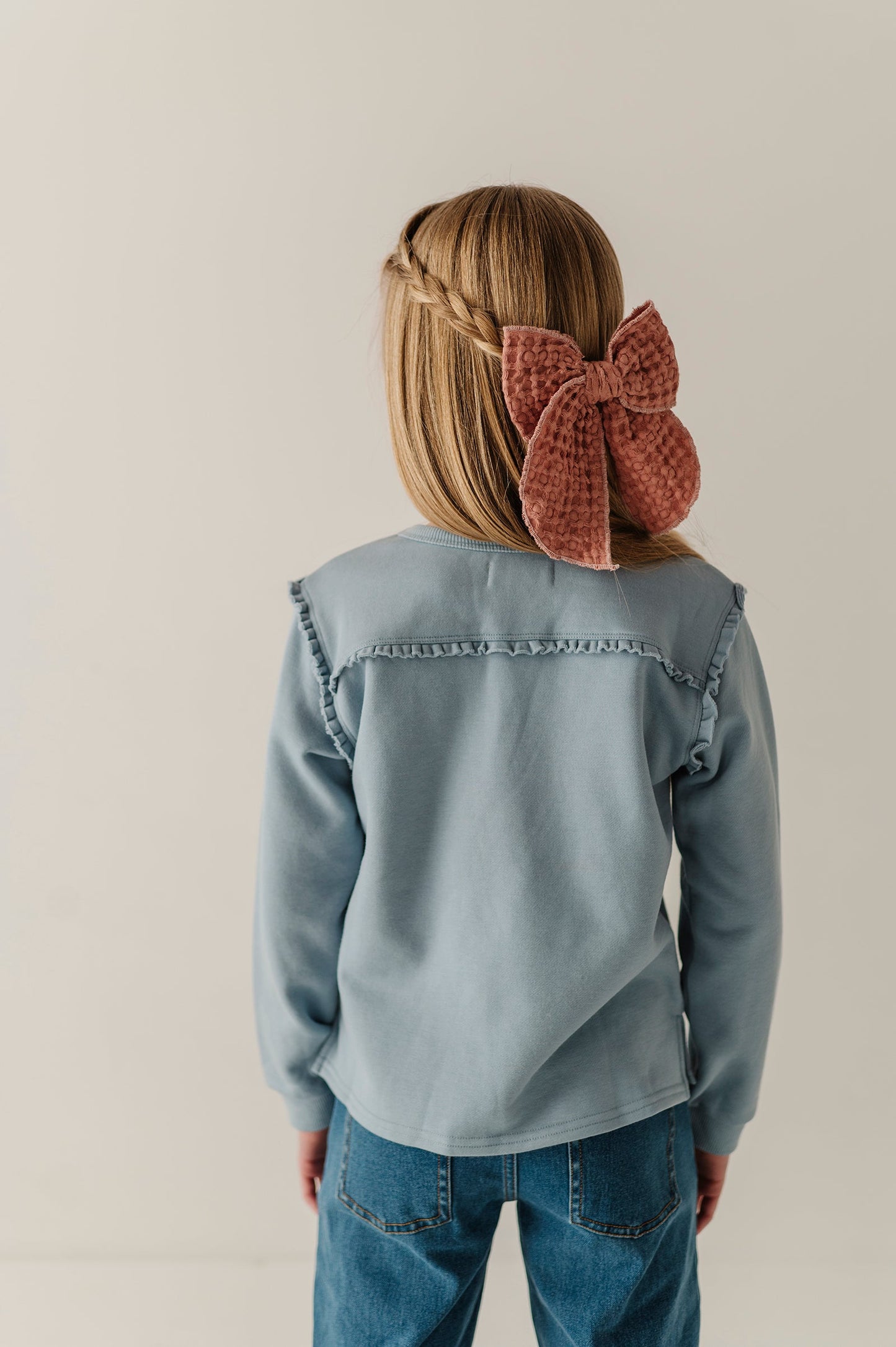 Girls Raw Edge Sweatshirt in Addison Embroidery Floral