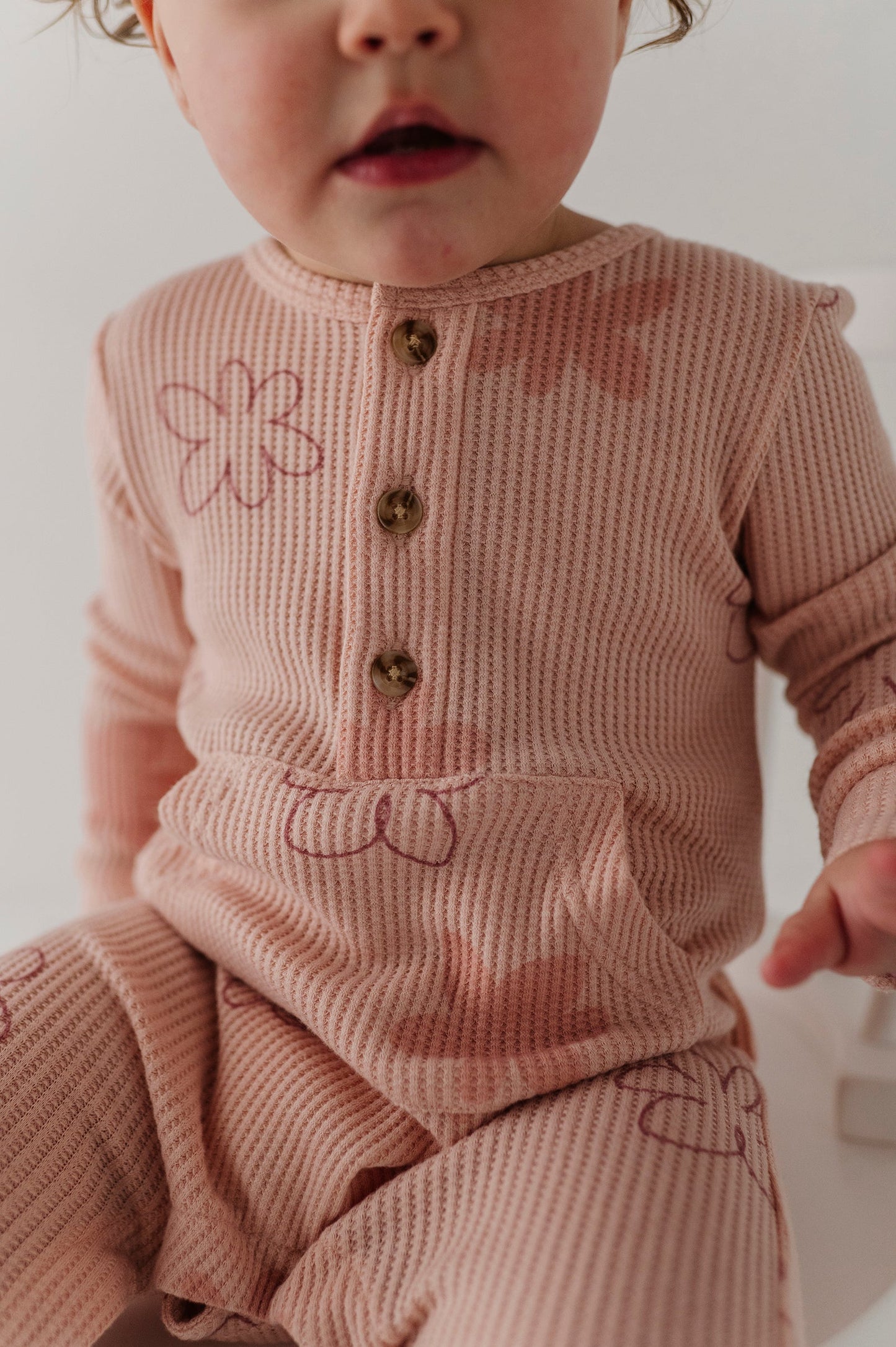 Girls Waffle Romper in Daisy Doodle