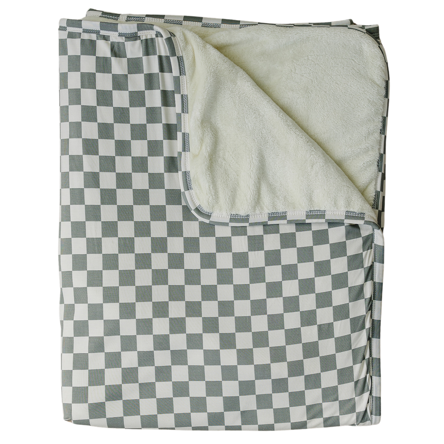 Mebie Baby Light Green Checkered Bamboo Fleece Quilt