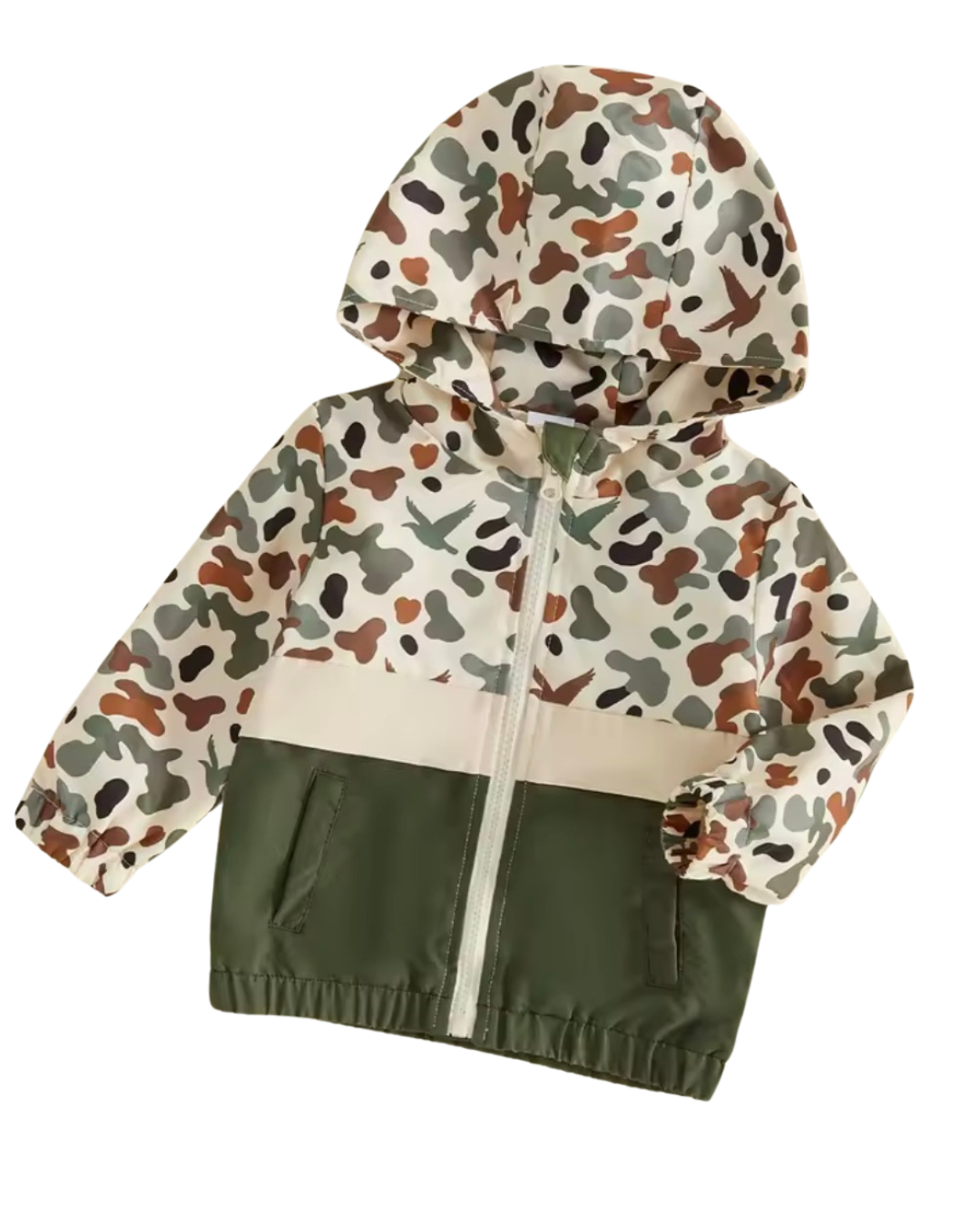 Color Block Camo Bird Raincoat