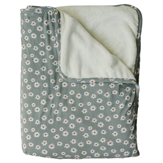 Mebie Baby Light Green Daisy Bamboo Fleece Quilt