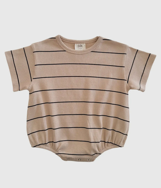 Organic Ribbed Striped Bubble Romper