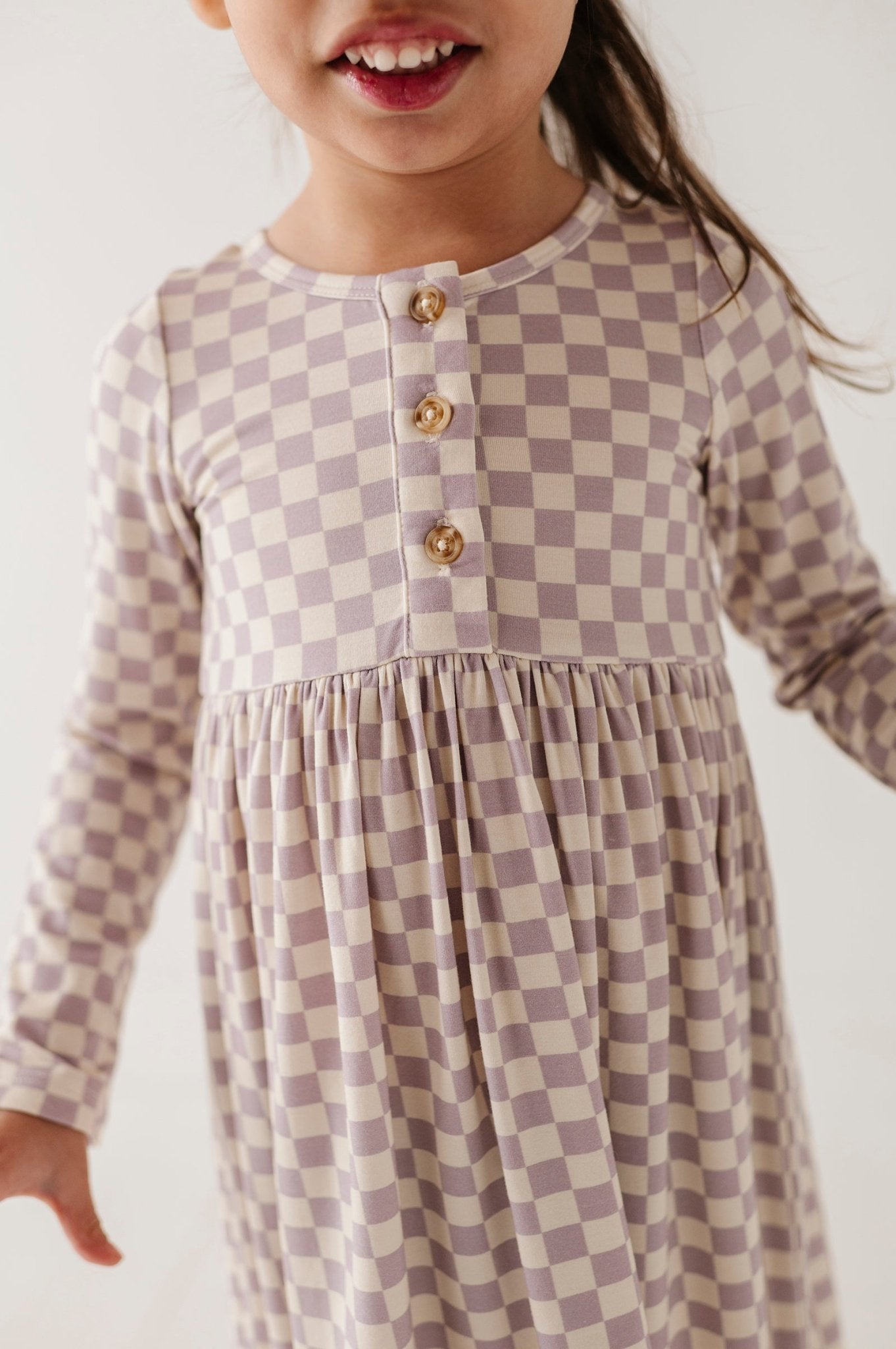 Girl's Long Sleeve Henley Dress