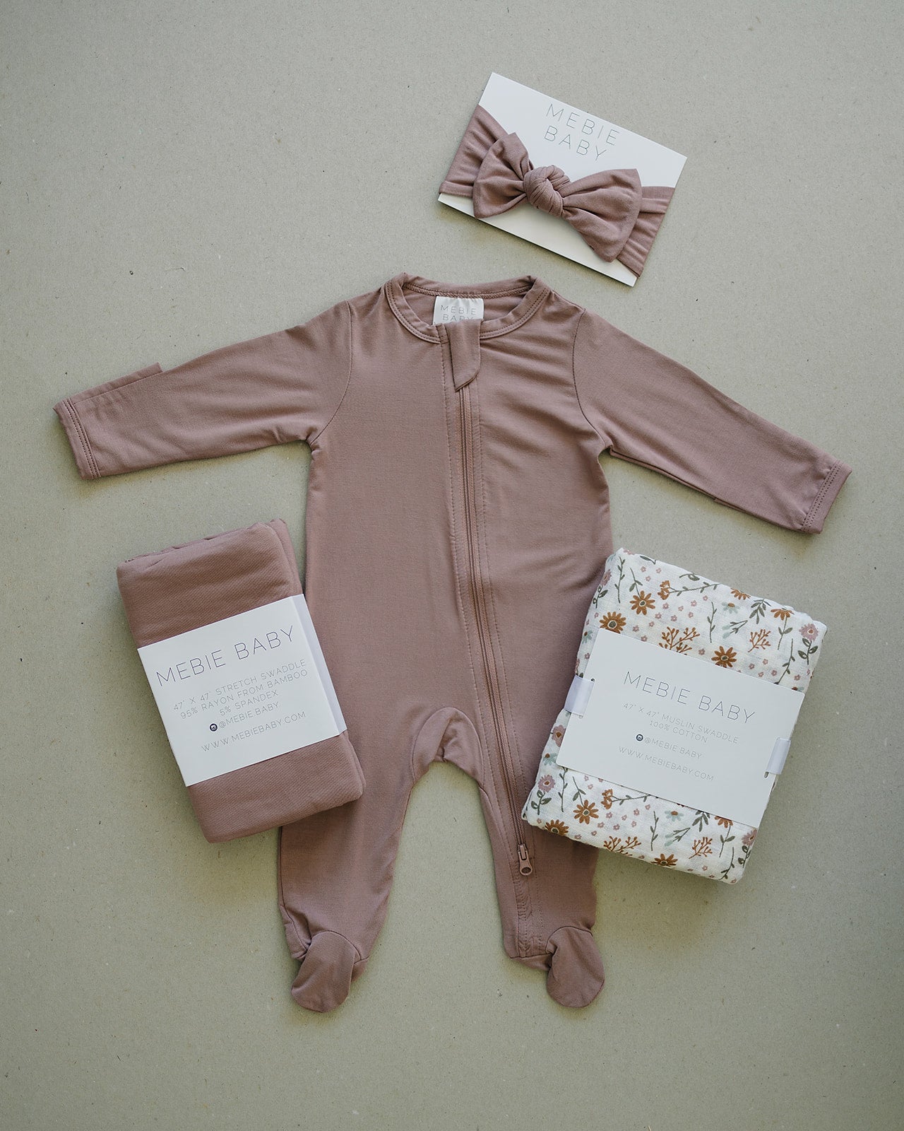 Mebie Baby Dusty Rose Bamboo Zipper