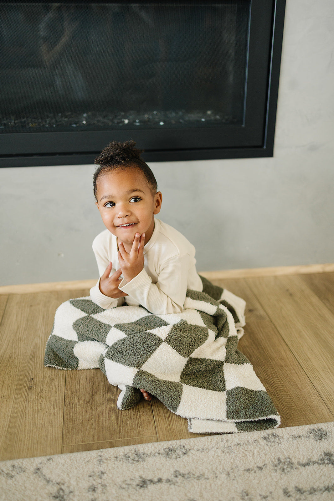 Mebie Baby Green Checkered Plush Blanket