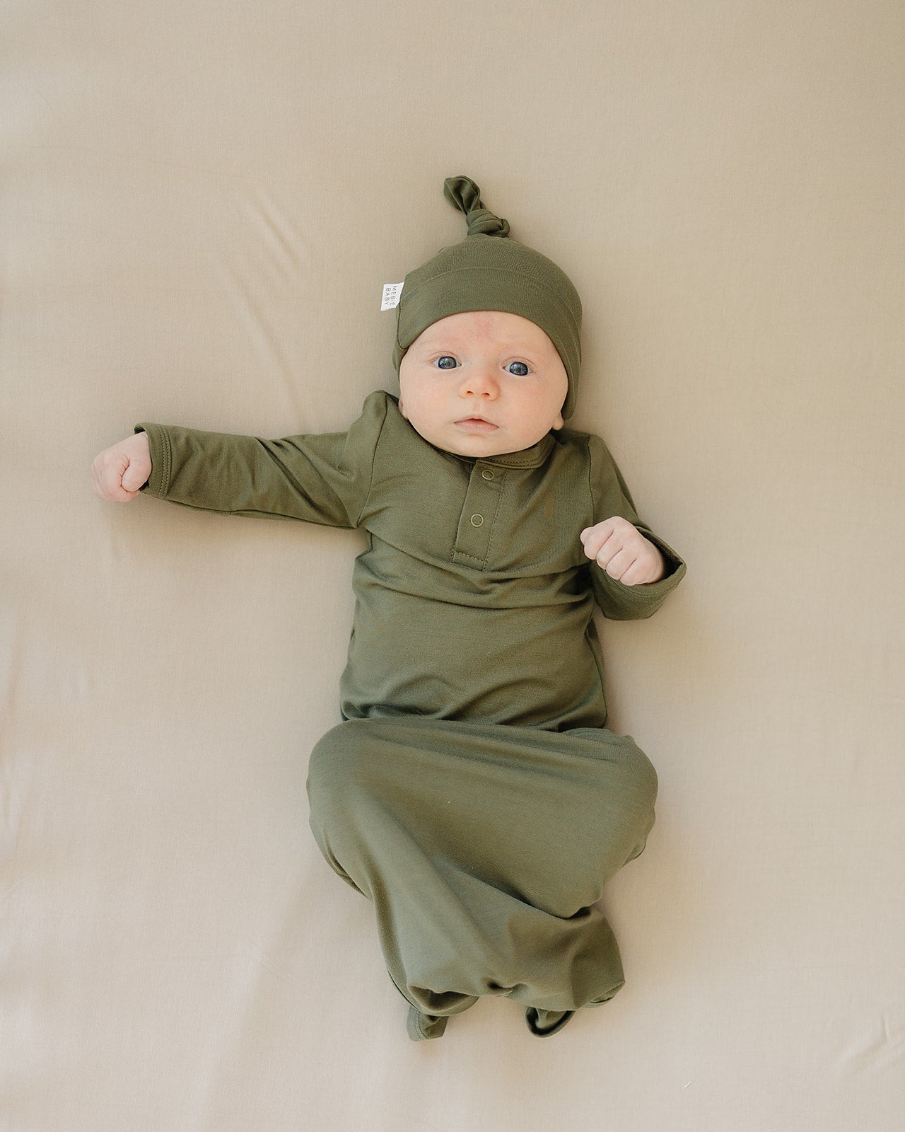 Mebie Baby Olive Bamboo Knot Gown