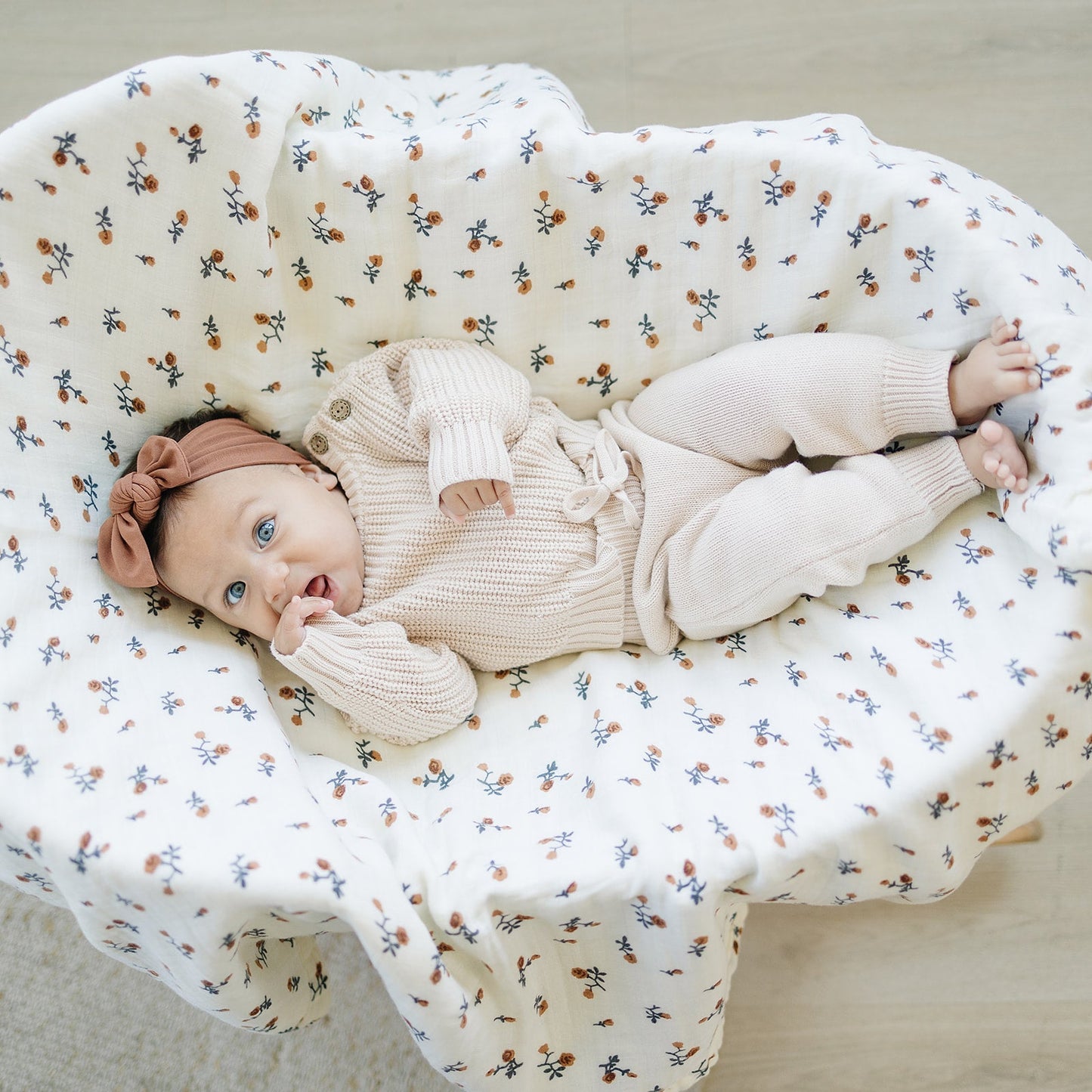 Mebie Baby Cream Floral Muslin Quilt