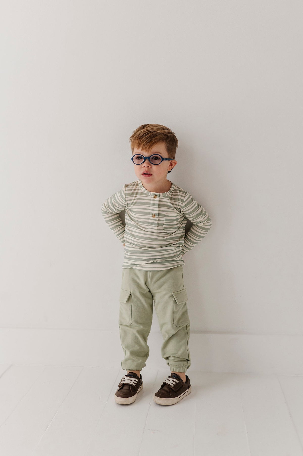 Boys Cargo Pants in Sage
