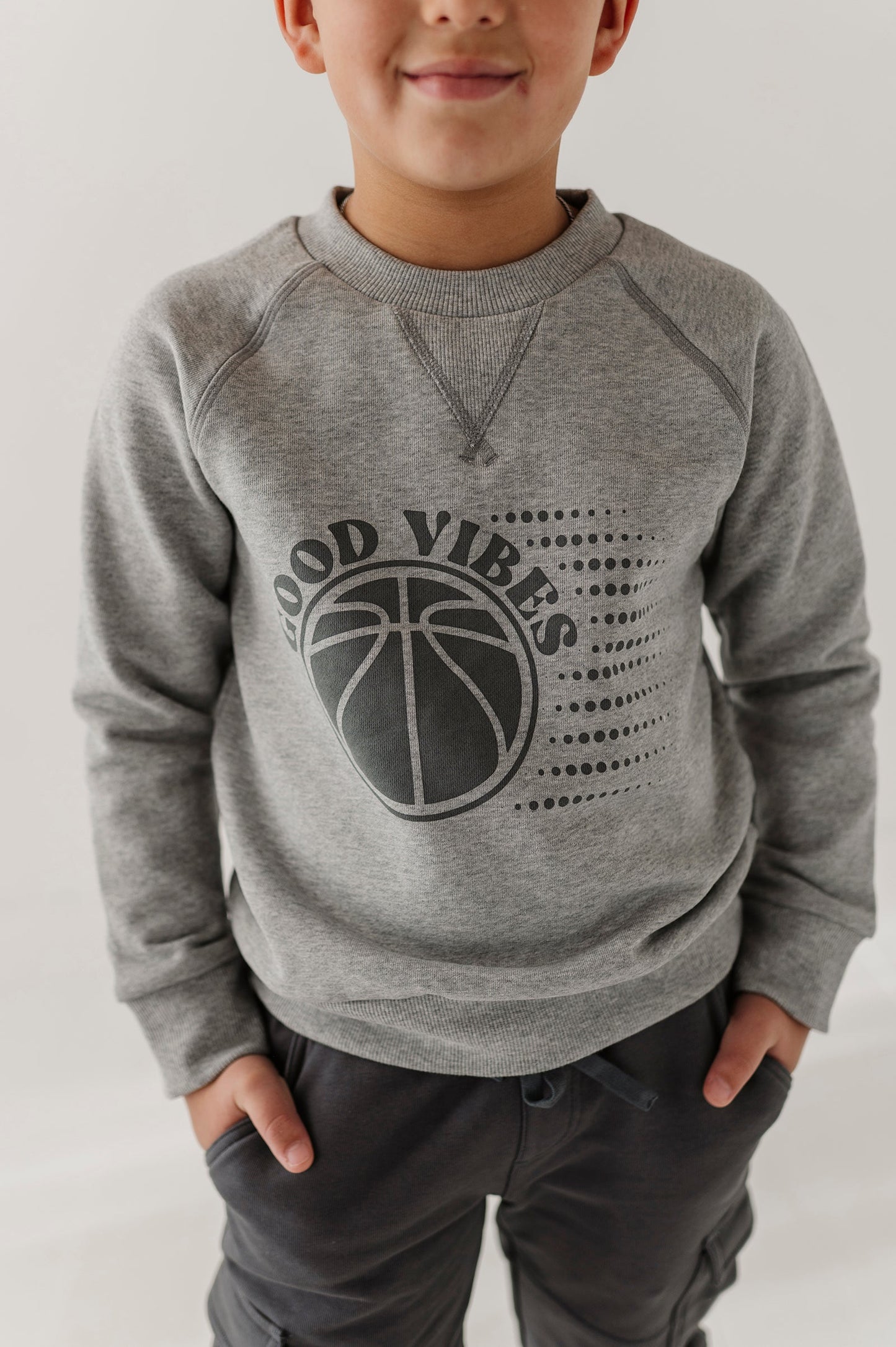 Boys Raglan Sleeve Sweatshirt in Good Vibes