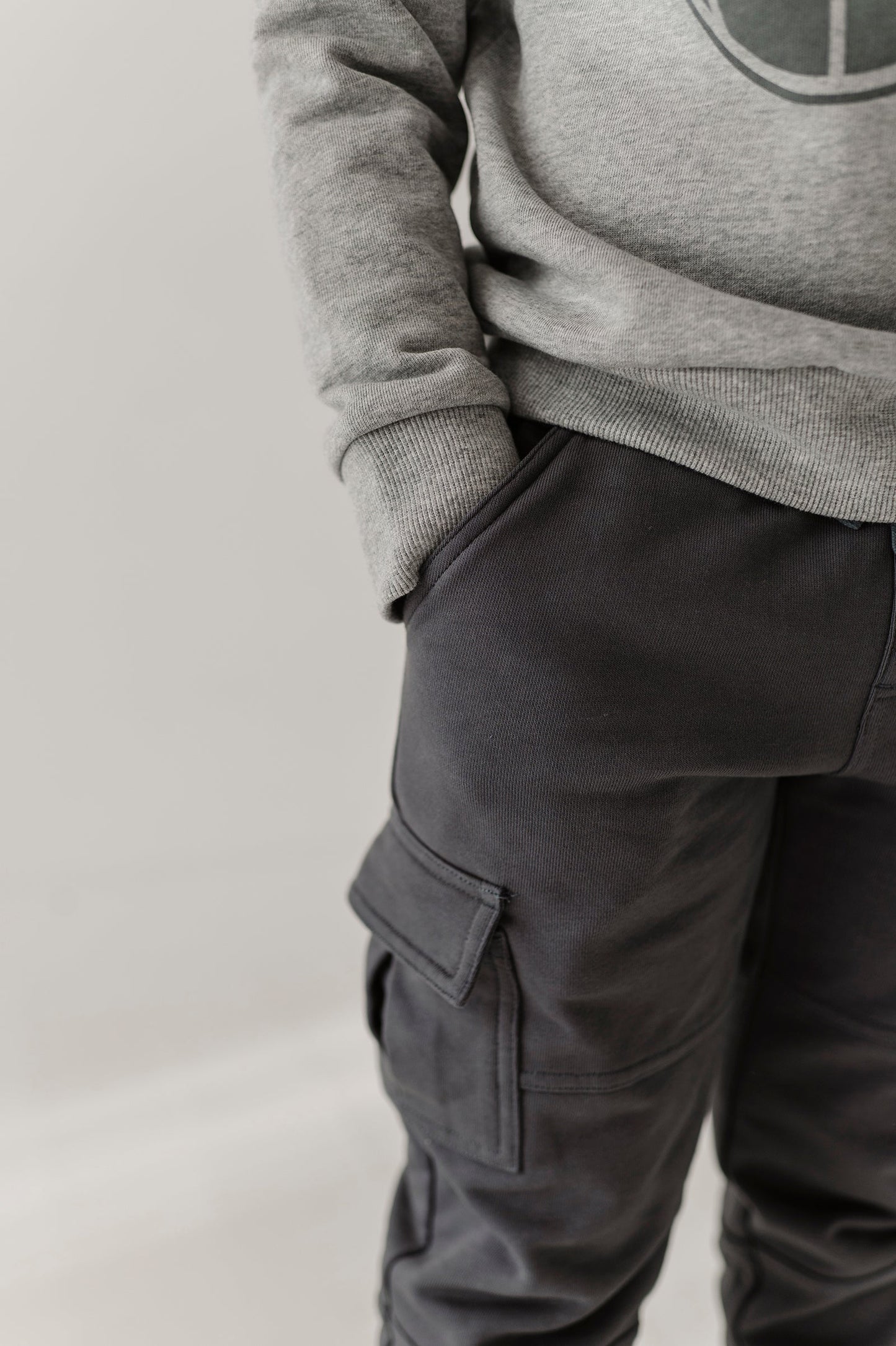 Boys Cargo Fleece Pant in Thunder